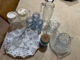 Glass Serving Pitchers, Mugs & Tray