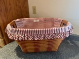 Longaberger Laundry Basket with Red Stripe Liner