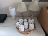 Ceramic Kitchen Canister Set & Small Lamps