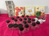 Decorative Spice Jar & Wall Art Lot  Glass Jars, Florals & Plaques