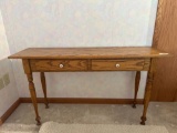 Narrow Oak Console Table with Turned Legs