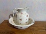 Floral Wash Basin and Pitcher Set