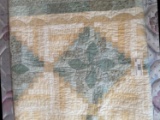 Handmade Teal & Beige Floral Quilt