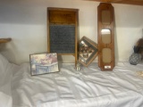 Vintage Washboard, Framed Art & Triple Photo Frame