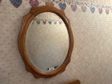 Oak Frame Wall Mirror with Curved Edge
