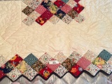 Handmade Patchwork Quilt with Zigzag Edge