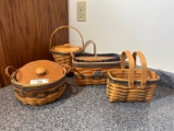 Longaberger Basket Lot w/ Lids and Liners (4pcs)