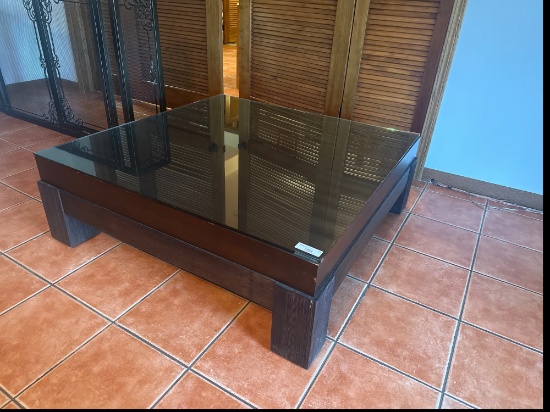 Contemporary Black Glass Top Coffee Table