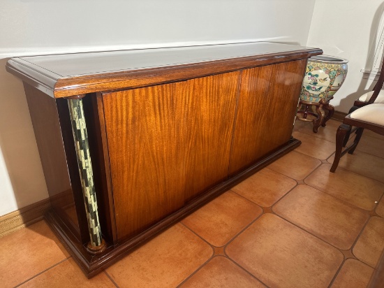 Wood Sideboard / Buffet With Mosaic Inlay Columns