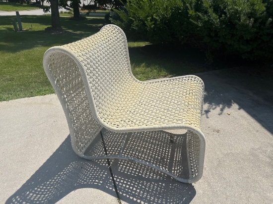 Contemporary Cream Color Woven Outdoor Chairsculpted Design