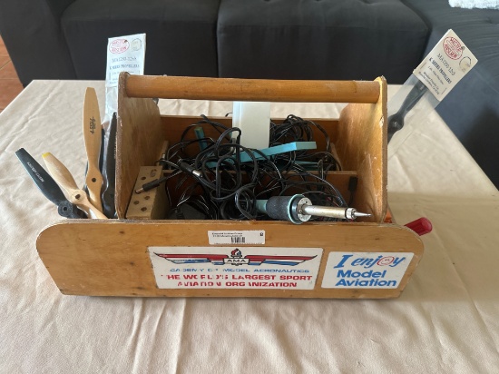 Model Aviation Wood Caddy & Supplies