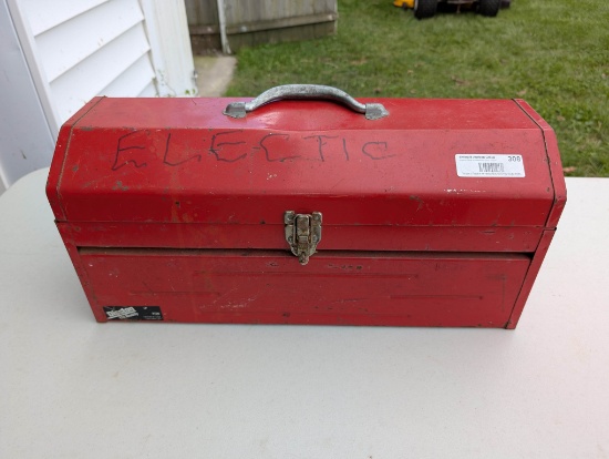 Vintage Red Metal Toolbox