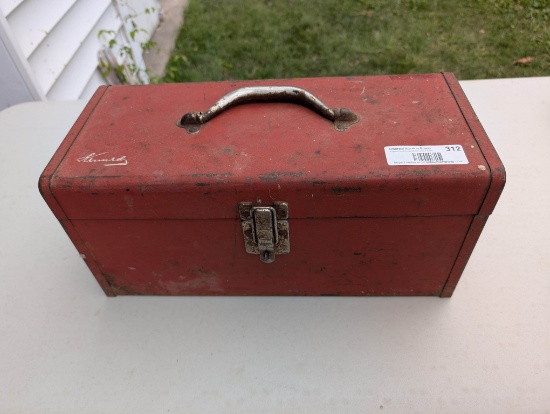 Vintage Red Metal Toolbox