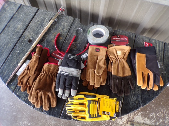 BRAND NEW WORKGLOVES, BELT HANGER, DUCT TAPE, & BRAZING ROD
