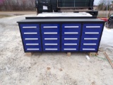 7' BLUE WORK BENCH WITH 20 DRAWERS