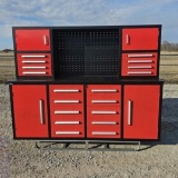 RED WORK BENCH WITH 18 DRAWERS