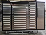 STAINLESS STEEL 7' WORK BENCH W/ 35 DRAWERS & 1 CABINET