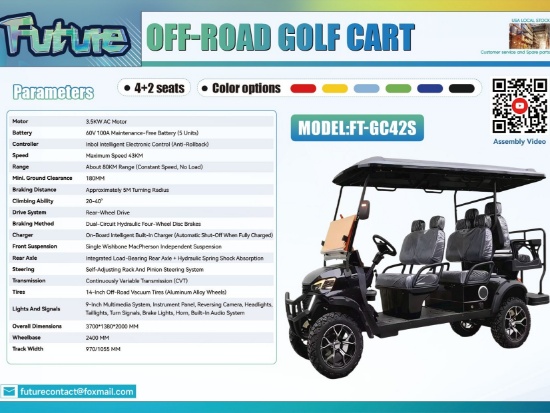6-SEATER ELECTRIC GOLF CART - MUST ASSEMBLED