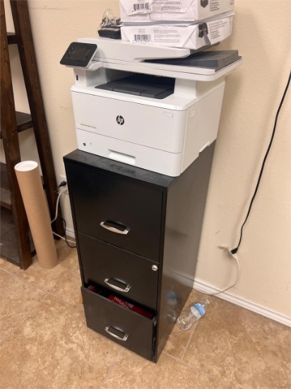 Filing cabinet with HP printer