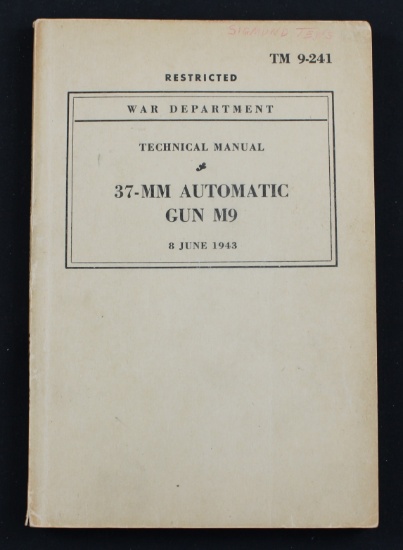 WW2 Era "37-mm Automatic Gun M9" Technical Manual (FMI)