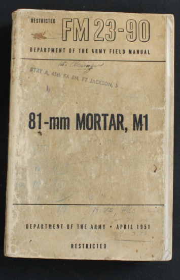 Manual for 81mm Mortar, dated April 1951 (JAA)