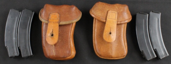 Two CZ Vz. 61 "Skorpion" Leather Magazine Pouches with Four 20 Round .32 ACP Magazines (FMI)