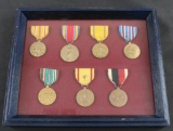 Collection of Seven WW2 Campaign Medals in a Shadow Box (JAA)