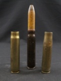 Three Inert/Spent US Hispano 20mm Cases  (FMI)