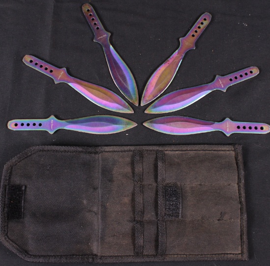 Set of 6 Ridge Runner Throwing Knives with Carry Case (KTB)