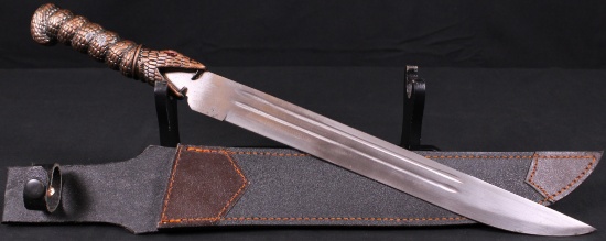 Serpent Themed Stainless Steel Short Sword and Sheath (JAA)
