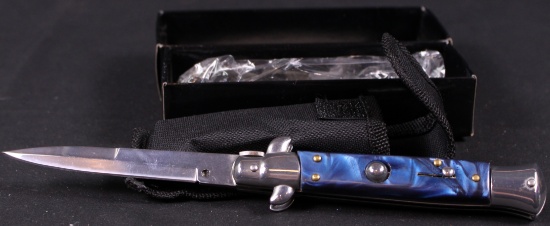 NIB Italian-style Spring-Assisted Folding Blade Pocket Knife with Factory Case (SNR)