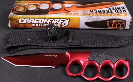 NIB "Dragonfire Red Trench Knife" with Factory Sheath (SNR)