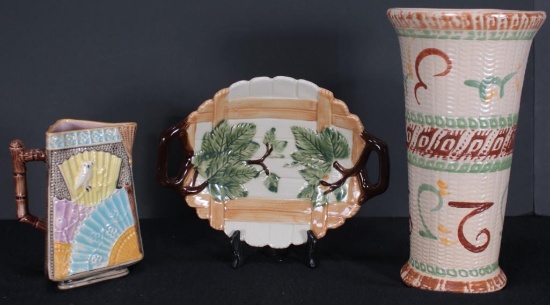 Mixed Majolica Pitcher and Plate