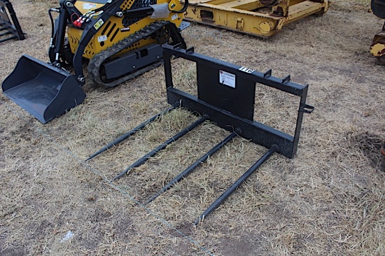 Skid steer quick attach hay forks