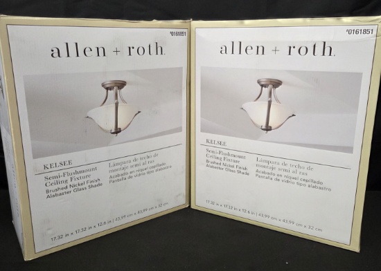 Lof of  Allen + Roth Kelsee Semi Flushmount Ceiling Fixture Brushed Nickel Finish