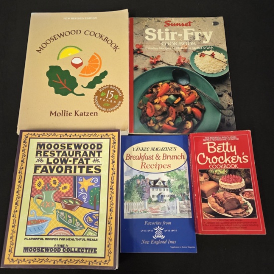 Lot of 5 Cookbooks Moosewood, Betty Crocker, and more