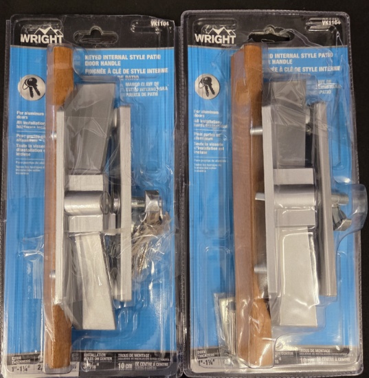 Wright Patio Style Door Handle Lot of 2 Keyed Aluminum