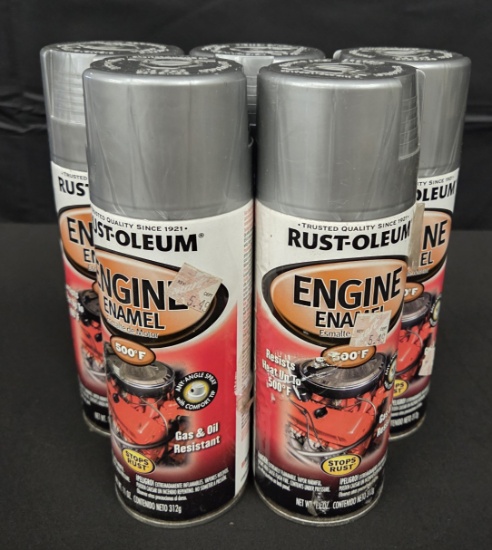 Lot of 5 Rustoleum Engine Enamel Spray Paint Aluminum Color New old stock