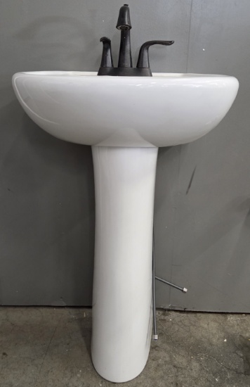 Pedestal Sink with Faucet and Hardware