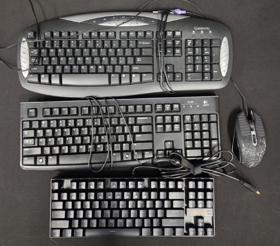 Lot of 3 Keyboards Gaming and Mouse Redragon, Logitech, Gateway