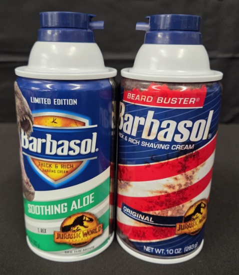 Lot of 2 Collectible Jurrasic Park Barbasol Shaving CrÃ¨me Cans Limted Edition