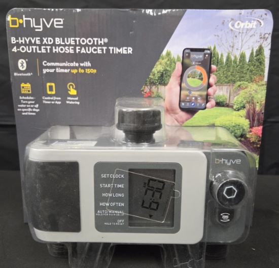 B-HYVE XD Bluetooth 4 Outlet Hose Faucet Timer