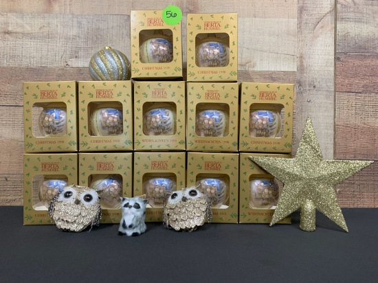 Lot of 12 New Berta Hummel Inspired Christmas 1998 Glass Ornaments