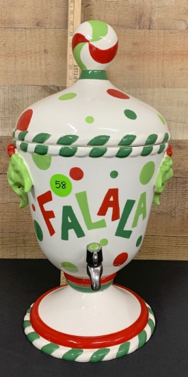 Ceramic 2 Gallon Christmas FaLaLa Beverage Dispenser Drink