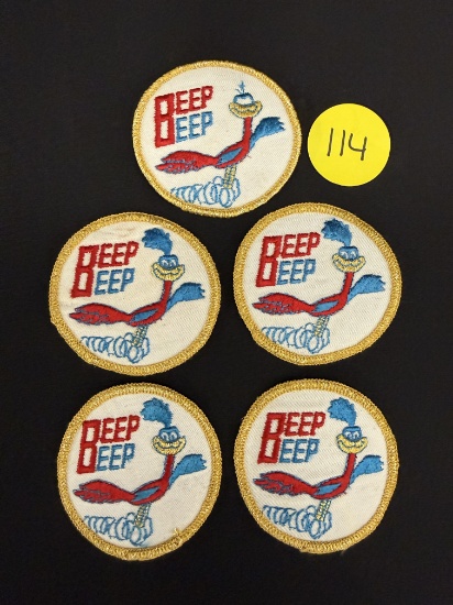 Lot of 5 Total Vintage Round Plymouth RoadRunner Road Runner Beep Beep Patches