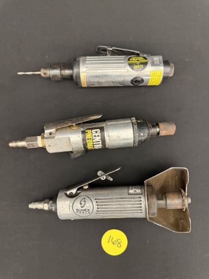 Lot of 3 Total Pneumatic Air Die Grinders- 2 Central Pneumatic & 1 Sunex 1/4"