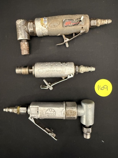 Lot of 3 Total Pneumatic Air Die Grinders- 2 Ingersoll Rand & 1 Mac Tools 1/4"