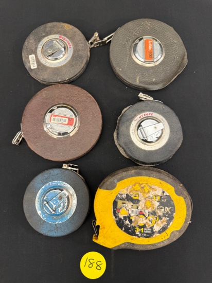 Lot of 6 Total Round Long Distance Tape Measures