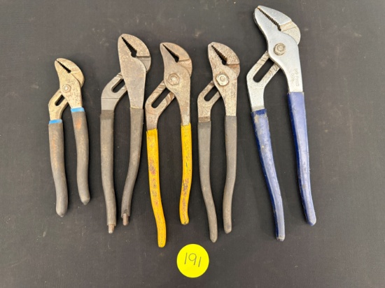 Lot of 6 Total Assorted Size Slip Joint Pliers Armstrong, Klein, & More