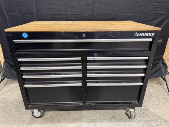 Husky 9 Drawer 46 Inch Rolling Tool Cabinet Chest Tool Box